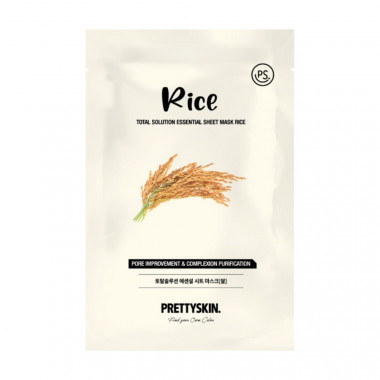Маска тканевая для лица с экстрактом риса PrettySkin Mask Sheet Rice Total Solution Essential