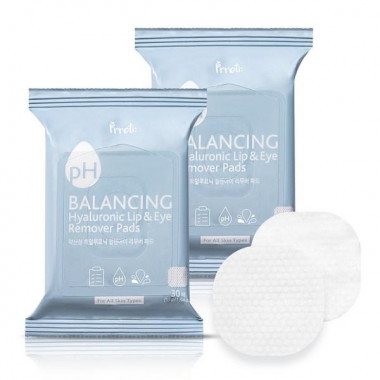 Очищающие спонжи для снятия макияжа Prreti pH Balancing Hyaluronic Lip & Eye Remover Pads